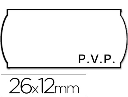 ETIQUETAS METO ONDULADAS 26X12 MM PVP BLANCA ADH.2 ROLLO 1500 ETIQUETAS TROQUELADAS